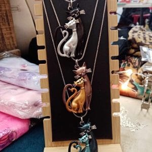 Parure Chat Sautoir + Boucles d'oreilles