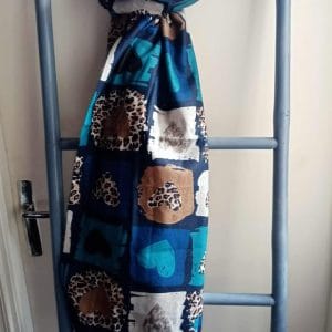 Foulard Léopard et Coeurs Bleu et Beige